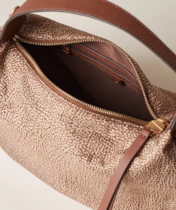BORBONESE HOBO BAG COLORE BEIGE MARRONE