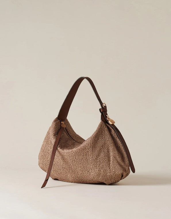 BORBONESE HOBO BAG COLORE OP NATURALE NERO