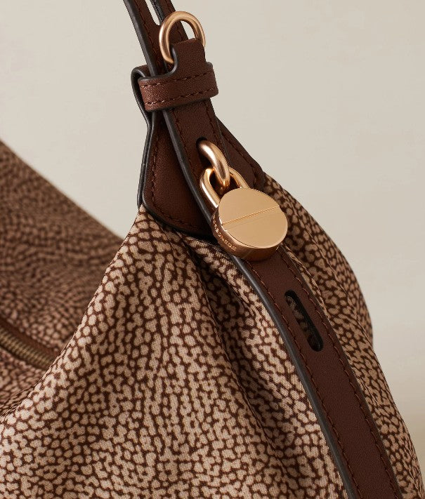 BORBONESE HOBO BAG COLORE OP NATURALE NERO