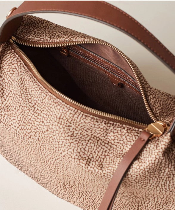 BORBONESE HOBO BAG COLORE OP NATURALE NERO
