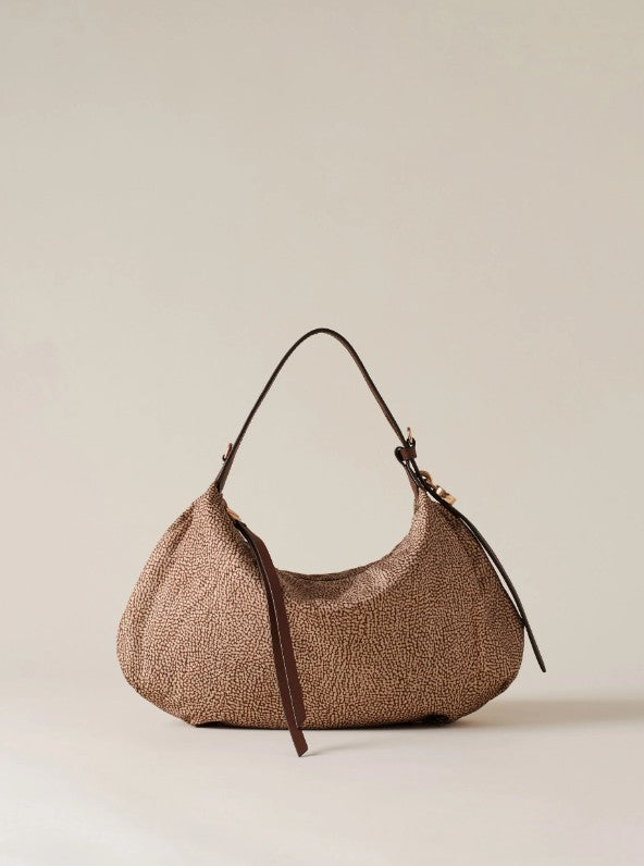 BORBONESE HOBO BAG COLORE OP NATURALE NERO
