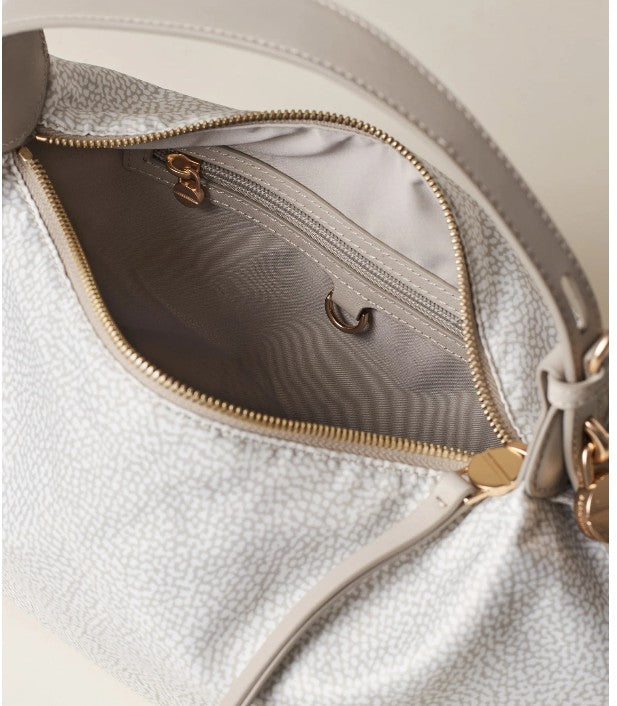 BORBONESE HOBO SMALL COLORE WHITE COTTON