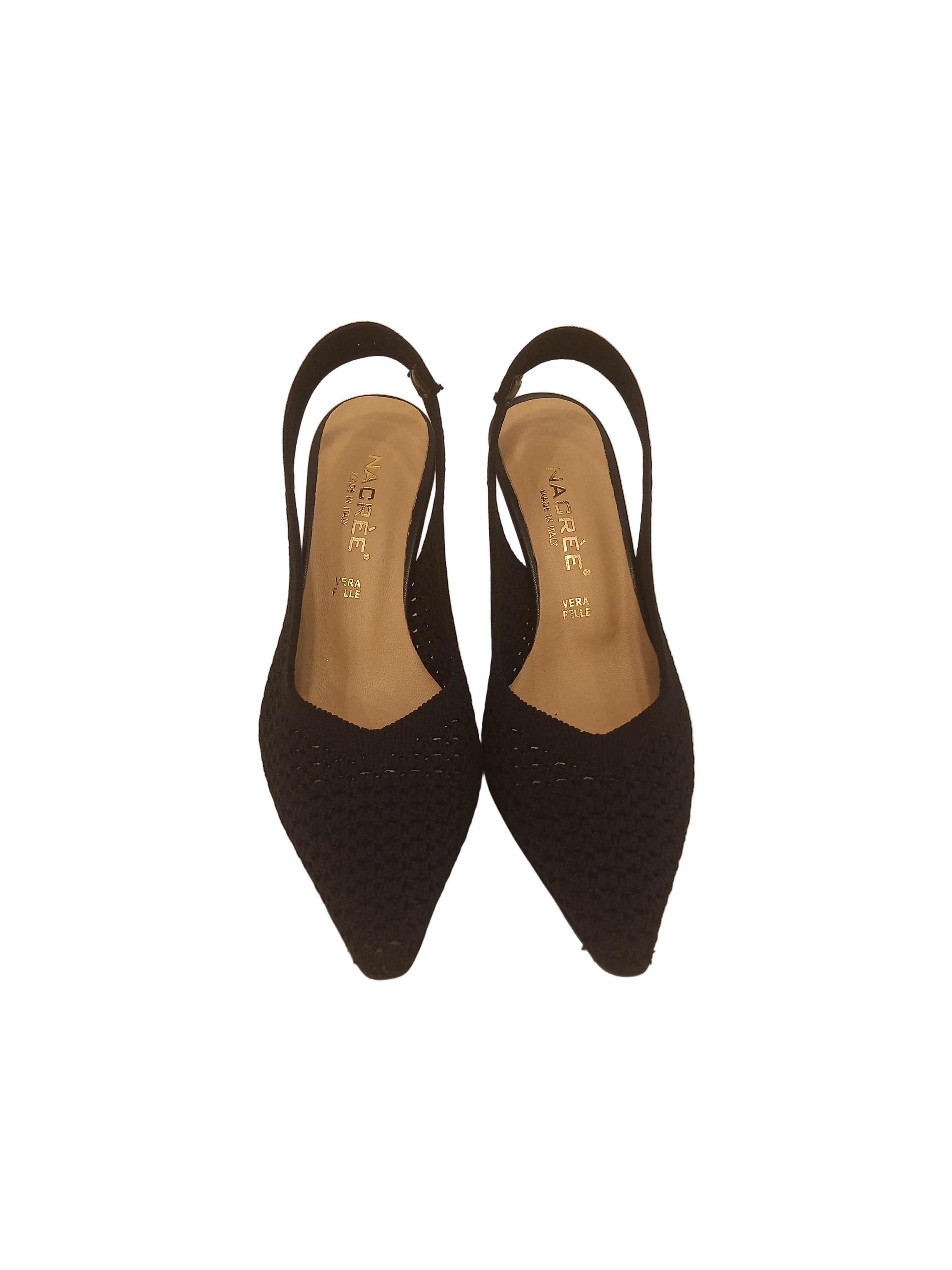 VALENTINA slingback in tessuto traforata colore blu