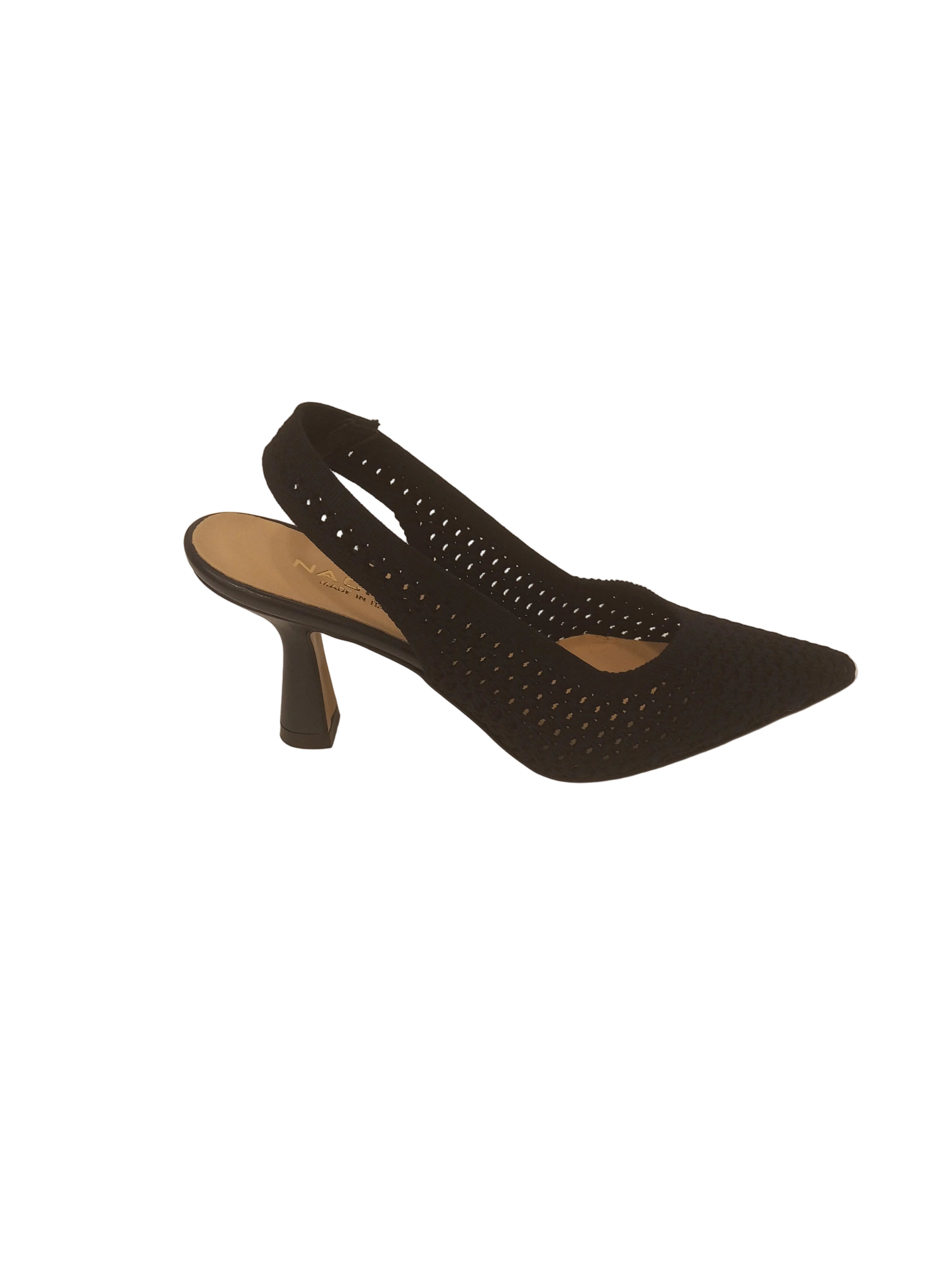 VALENTINA slingback in tessuto traforata colore blu