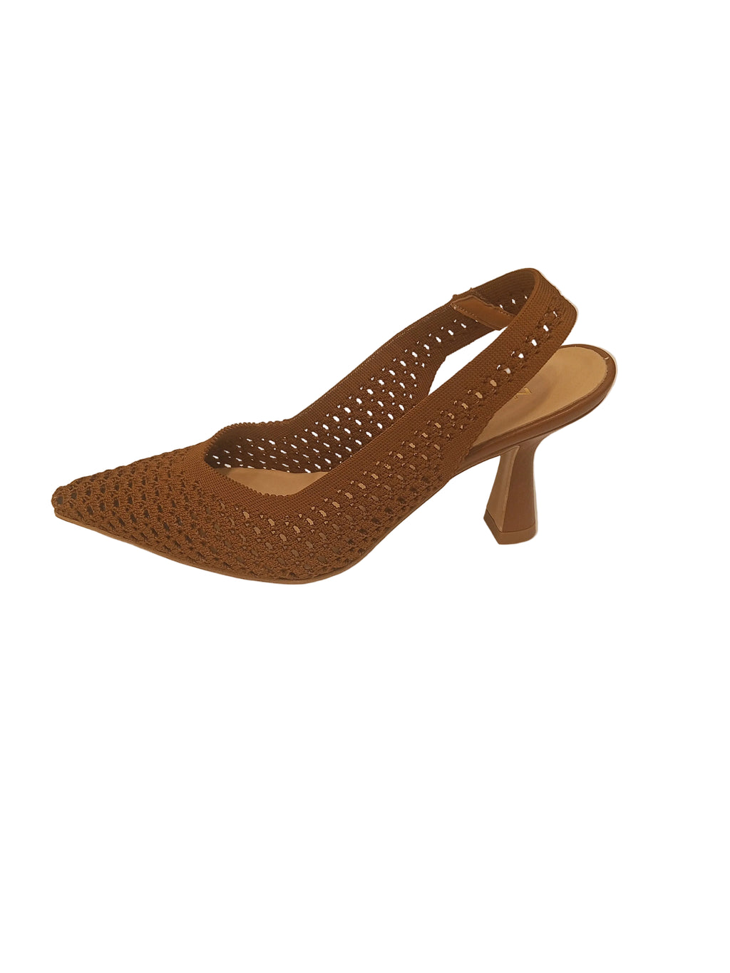 Valentina slingback in tessuto colore cuoio