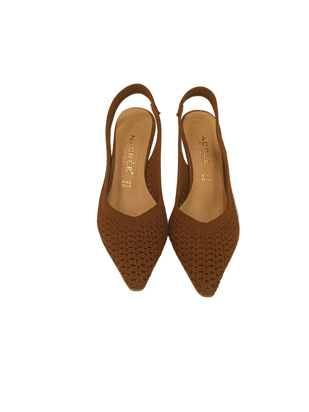 Valentina slingback in tessuto colore cuoio