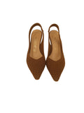 Valentina slingback in tessuto colore cuoio