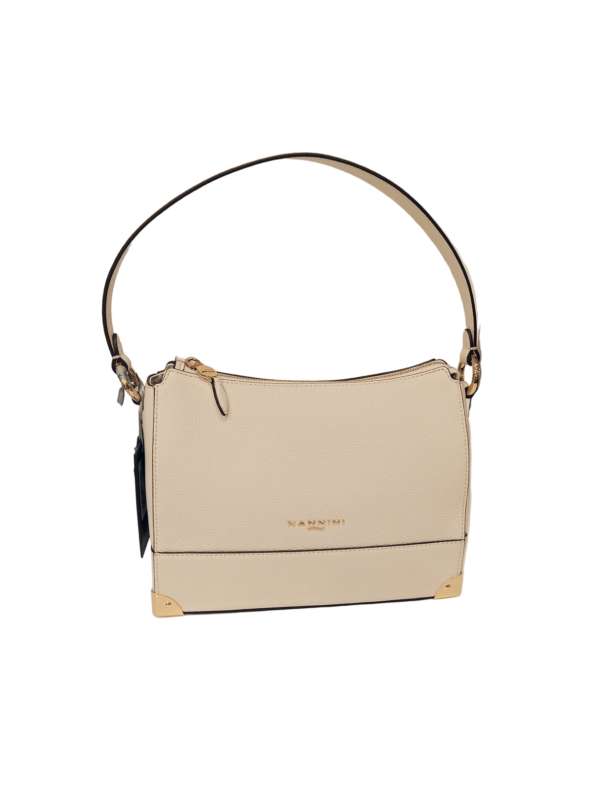 BORSA IN PELLE NANNINI COLORE BIANCO CON MANICO E TRACOLLA