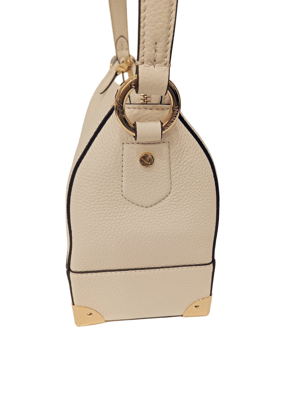 BORSA IN PELLE NANNINI COLORE BIANCO CON MANICO E TRACOLLA