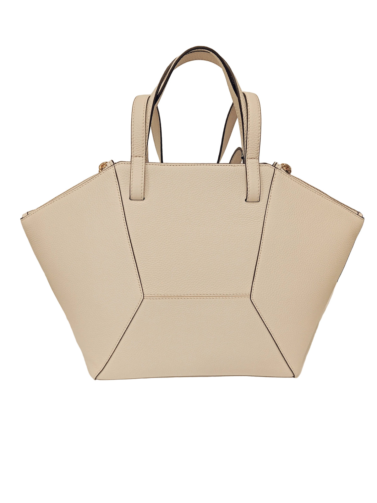 BORSA IN PELLE NANNINI COLORE BIANCO CON DOPPI MANICI