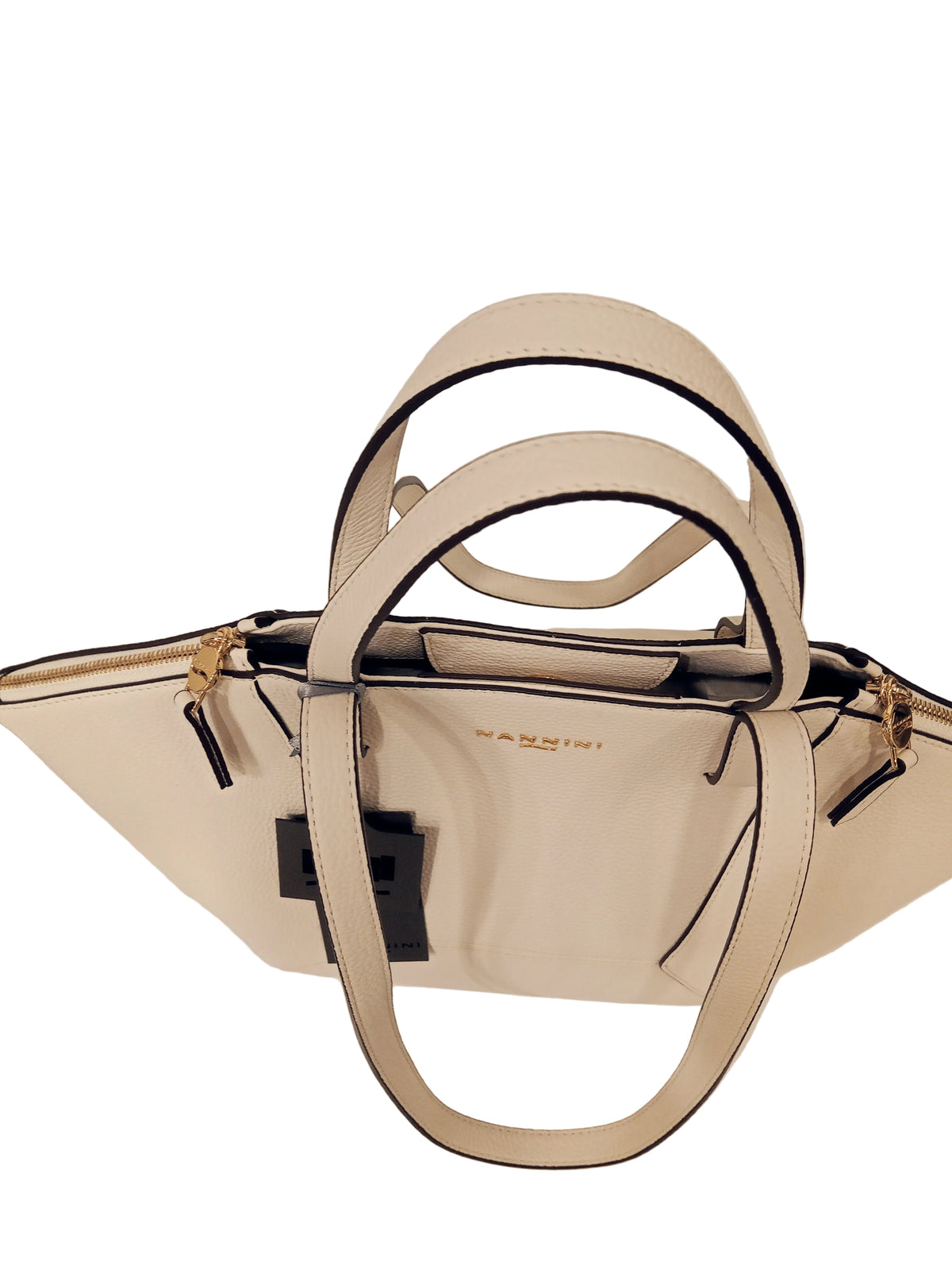 BORSA IN PELLE NANNINI COLORE BIANCO CON DOPPI MANICI