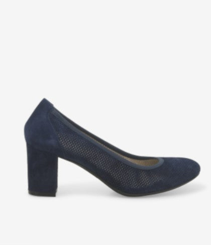 Melluso décolleté in camoscio microforato blu notte
