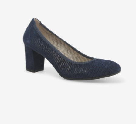 Melluso décolleté in camoscio microforato blu notte