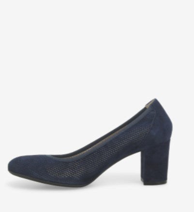 Melluso décolleté in camoscio microforato blu notte