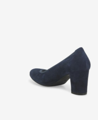 Melluso décolleté in camoscio microforato blu notte