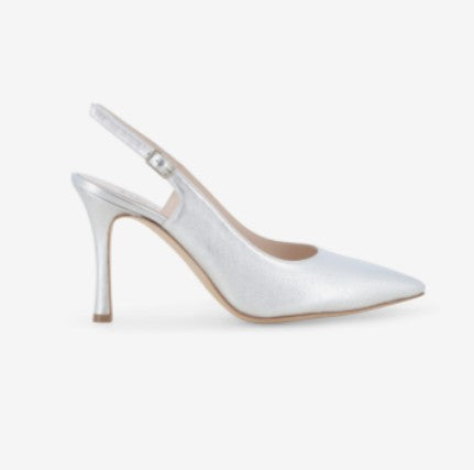 Melluso Slingback a punta in pelle argento metallizzato