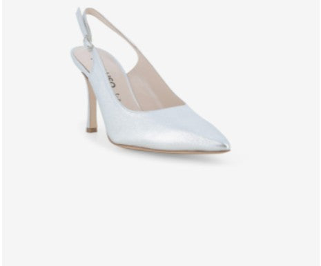 Melluso Slingback a punta in pelle argento metallizzato