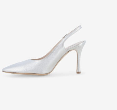 Melluso Slingback a punta in pelle argento metallizzato