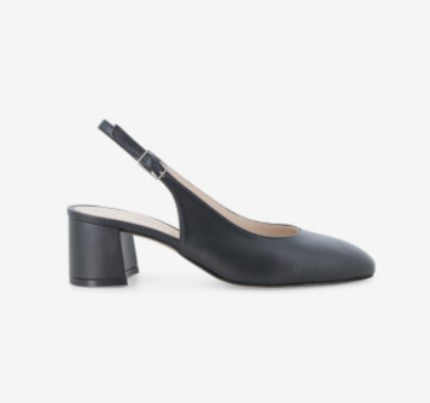 Melluso Slingback comfort in pelle nera con tacco a blocco
