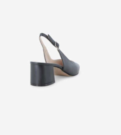 Melluso Slingback comfort in pelle nera con tacco a blocco