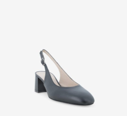 Melluso Slingback comfort in pelle nera con tacco a blocco