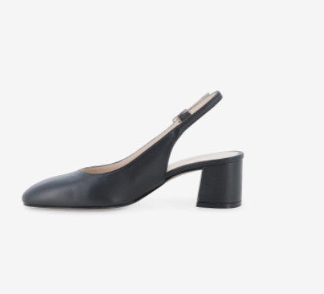 Melluso Slingback comfort in pelle nera con tacco a blocco
