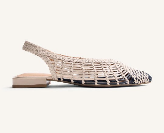 Gioseppo BALLERINE APERTE PELLE INTRECCIATA bicolore beige e nero