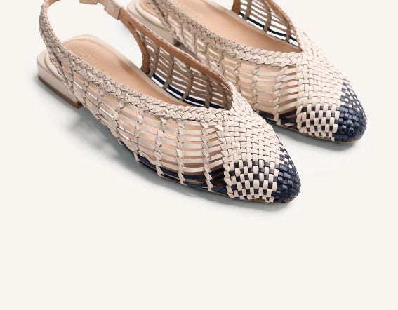 Gioseppo BALLERINE APERTE PELLE INTRECCIATA bicolore beige e nero
