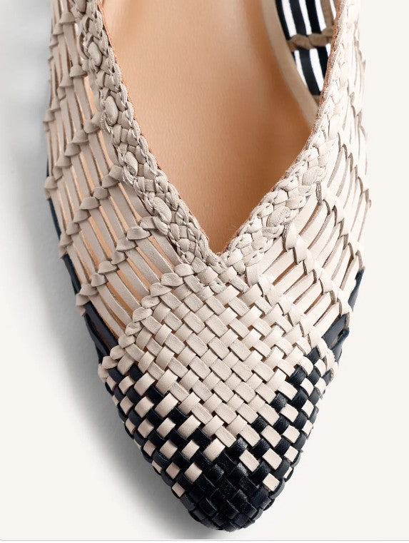 Gioseppo BALLERINE APERTE PELLE INTRECCIATA bicolore beige e nero