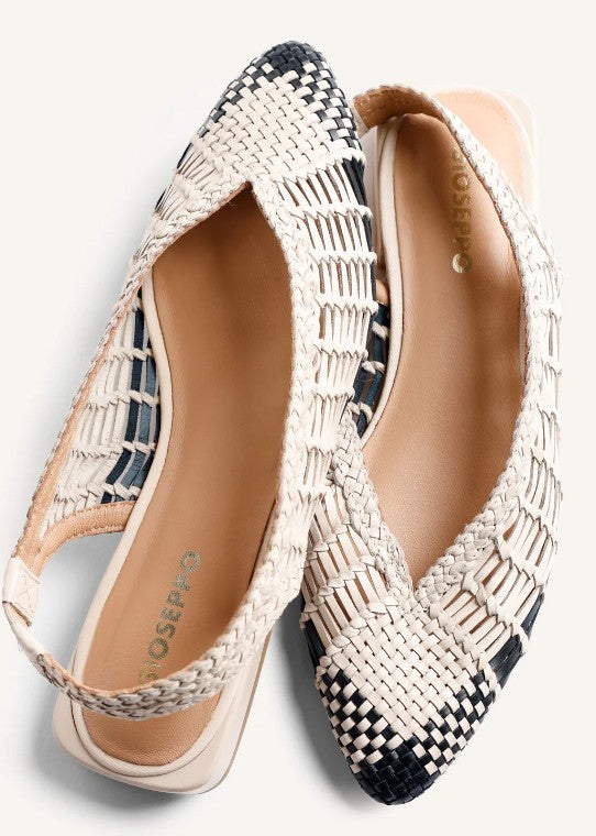 Gioseppo BALLERINE APERTE PELLE INTRECCIATA bicolore beige e nero