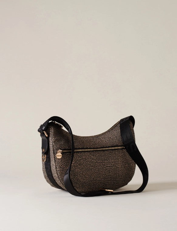 BORBONESE LUNA BAG SMALL COLORE OP NATURALE NERO