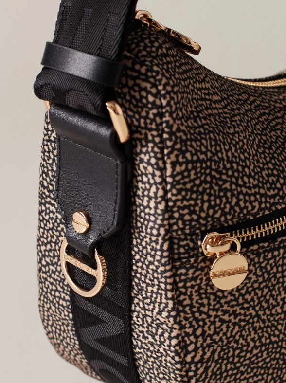 BORBONESE LUNA BAG SMALL COLORE OP NATURALE NERO