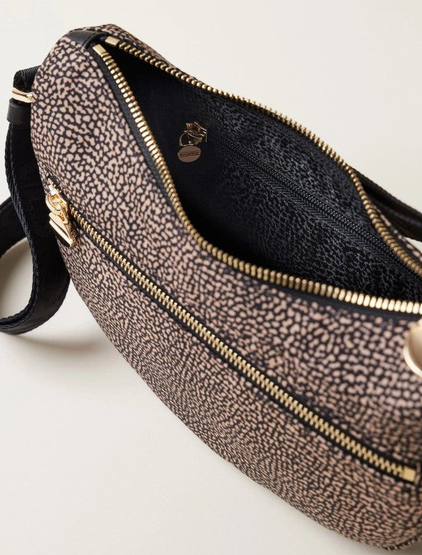 BORBONESE LUNA BAG MINI OP NATURALE NERA