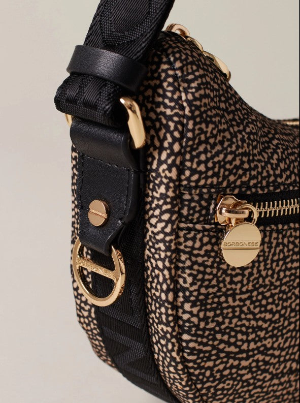 BORBONESE LUNA BAG MINI OP NATURALE NERA