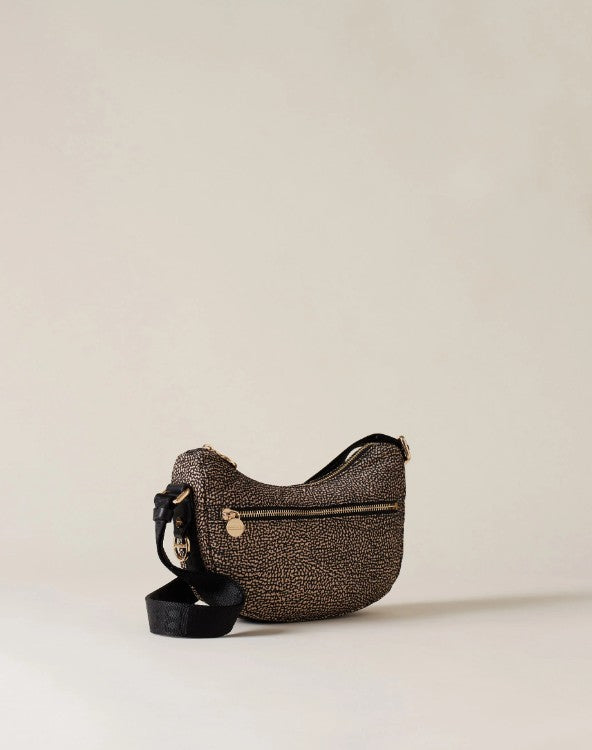 BORBONESE LUNA BAG MINI OP NATURALE NERA