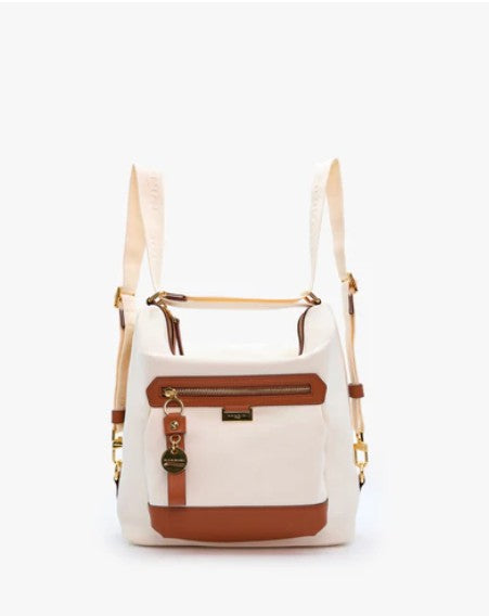 NANNINI BORSA ZAINO COLORE OFF WHITE E CUOIO