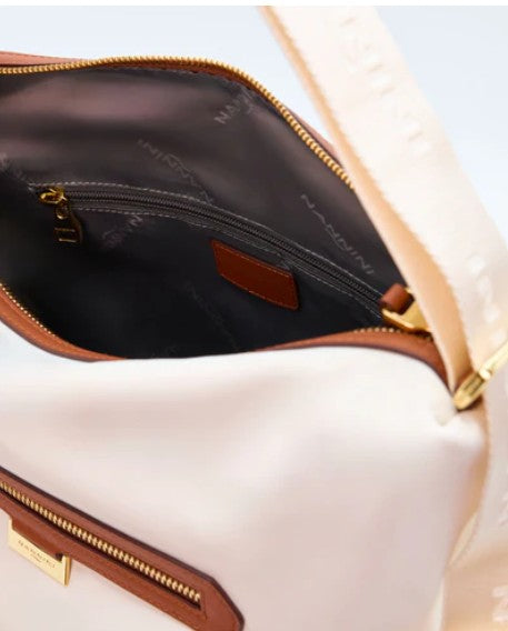 NANNINI BORSA ZAINO COLORE OFF WHITE E CUOIO