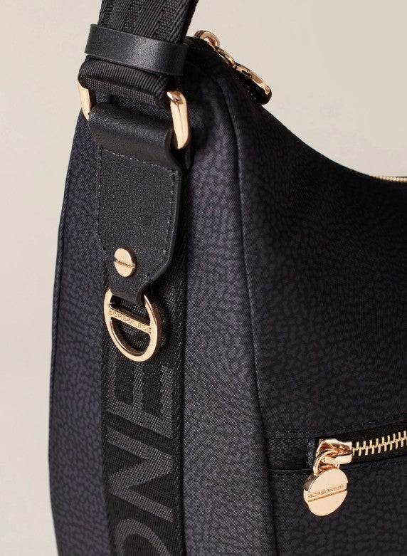 BORBONESE ECO LINE LUNA BAG MEDIUM COLORE  NERA
