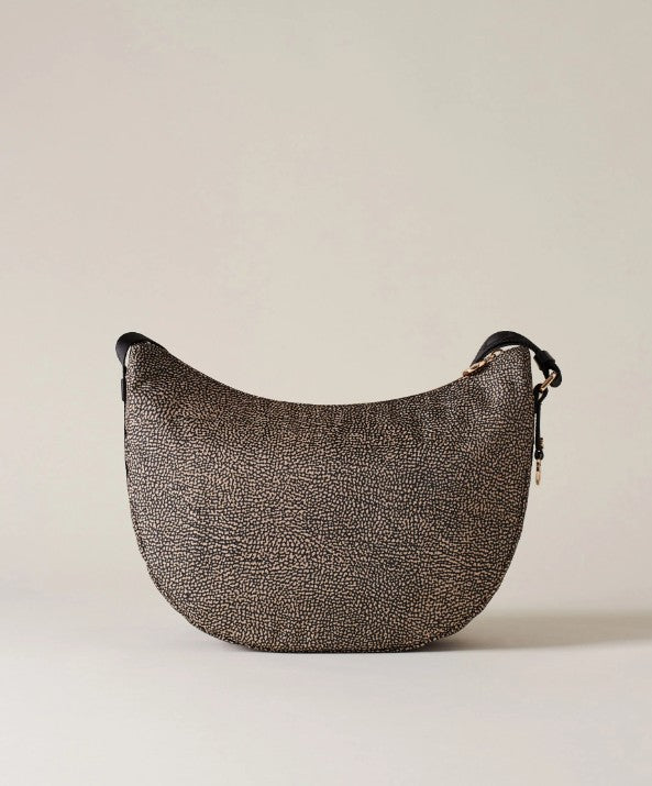 BORBONESE ECOLINE LUNA BAG MIDDLE COLORE OP NATURALE NERO
