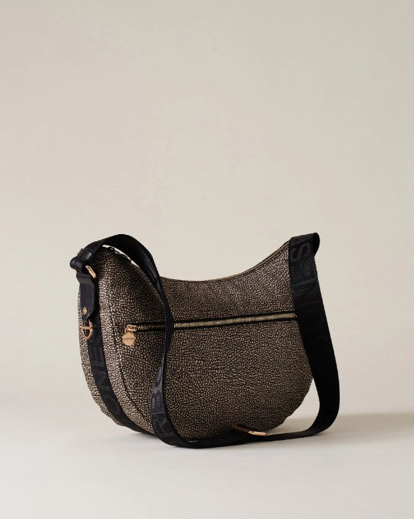 BORBONESE ECOLINE LUNA BAG MIDDLE COLORE OP NATURALE NERO