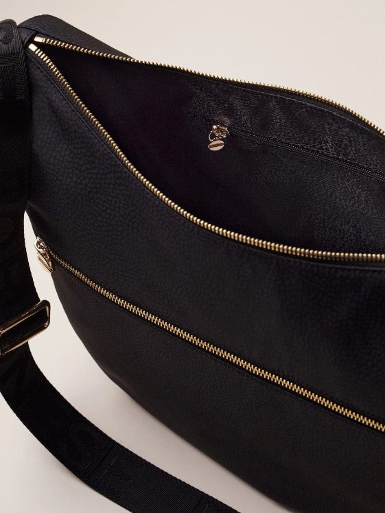 BORBONESE ECO LINE LUNA BAG MEDIUM COLORE  NERA