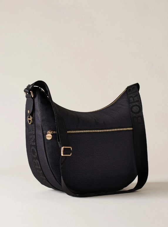 BORBONESE ECO LINE LUNA BAG MEDIUM COLORE  NERA