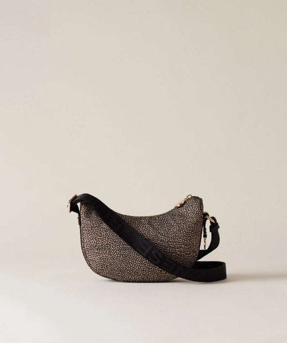 BORBONESE LUNA BAG MINI OP NATURALE NERA